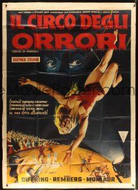 4x184 CIRCUS OF HORRORS Italian 2p '60 different horror art of sexy girl falling from trapeze!