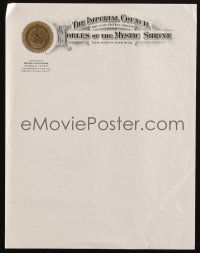4x221 HAROLD LLOYD letterhead '30s The Imperial Council of the Nobles of the Mystic Shrine!