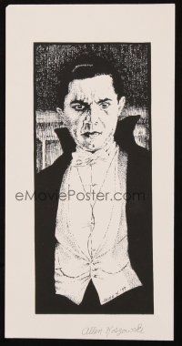 4x224 BELA LUGOSI signed 5x9 art print '77 by artist Allen Koszowski, great Dracula portrait!