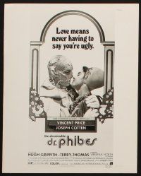 4x373 ABOMINABLE DR. PHIBES 9 8x10 stills '71 classic close up of Vincent Price kissing!