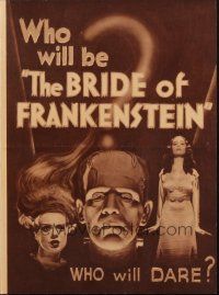 4x026 BRIDE OF FRANKENSTEIN herald '35 different images & art of Boris Karloff & Elsa Lanchester!