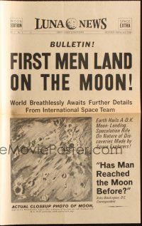 4x033 FIRST MEN IN THE MOON herald '64 Ray Harryhausen, H.G. Wells, cool newspaper design!