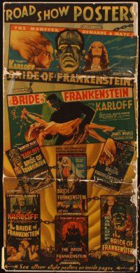 4x216 BRIDE OF FRANKENSTEIN pressbook '35 Boris Karloff, full-color poster page, incredible images