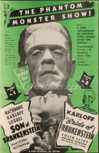 4x170 SON OF FRANKENSTEIN/BRIDE OF FRANKENSTEIN pressbook '48 Boris Karloff as the monster!