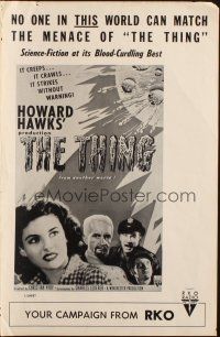 4x172 THING pressbook R57 Howard Hawks classic horror, blood-curdling sci-fi at its best!