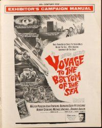 4x176 VOYAGE TO THE BOTTOM OF THE SEA pressbook '61 fantasy sci-fi art of scuba divers & monster!