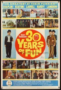 4z204 30 YEARS OF FUN 40x60 '63 Charlie Chaplin, Buster Keaton, Laurel & Hardy, Harry Langdon!
