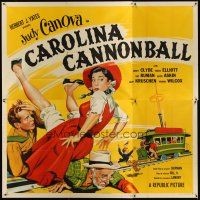 4z024 CAROLINA CANNONBALL 6sh '55 wacky art of Judy Canova on train tracks, sci-fi comedy!