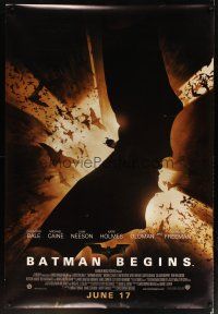 4z145 BATMAN BEGINS DS bus stop '05 Christian Bale as the Caped Crusader flying w/bats!