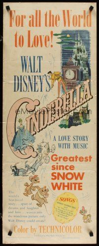 4z055 CINDERELLA foamcore backed insert '50 Walt Disney classic romantic musical fantasy cartoon!