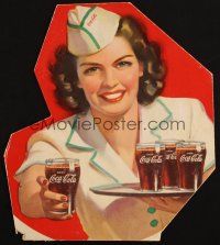 4z105 COCA-COLA die-cut counter display '40s really cool art of woman serving Cokes!