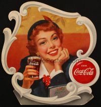 4z108 COCA-COLA die-cut counter display '40s art of pretty woman w/menu & Coke!