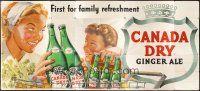 4z009 CANADA DRY GINGER ALE billboard poster '40s nice artwork of mother and son buying soda!