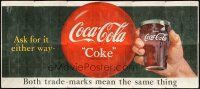 4z008 COCA-COLA billboard poster '48 classic image of Coke sign & hand with lettered glass!