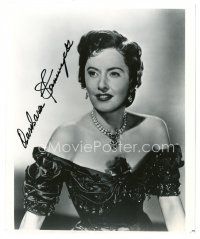 5a666 BARBARA STANWYCK signed 8x10 REPRO still '80s close portrait wearing great dress & jewelry!