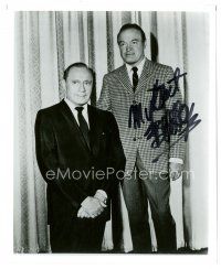 5a677 BOB HOPE signed 8x10 REPRO still '80s great portrait standing by Jack Benny!