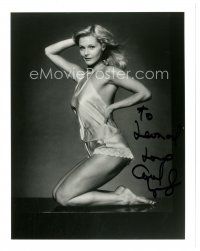 5a685 CAROL LYNLEY signed 8x10 REPRO still '80s full-length kneeling portrait in sexy nightie!