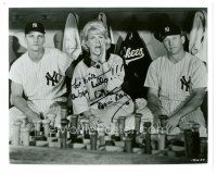 5a712 DORIS DAY signed 8x10 REPRO still '80s with Mickey Mantle & Roger Maris in Yankees dugout!