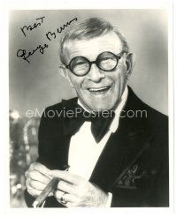 5a729 GEORGE BURNS signed 8x10 REPRO still '80s classic smiling portrait in tuxedo with cigar!