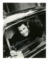 5a779 JOHN TRAVOLTA signed 8x10 REPRO still '00s close portrait smiling big inside of his car!