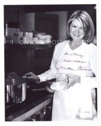 5a822 MARTHA STEWART signed 8x10 REPRO still '00s great smiling close up cooking in her kitchen!