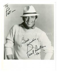 5a837 PAUL ANKA signed 8x10 REPRO still '82 great waist-high smiling portrait wearing hat!