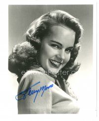 5a876 TERRY MOORE signed 8x10 REPRO still '80s sexy head & shoulders portrait smiling really big!