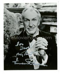 5a884 VINCENT PRICE signed 8x10 REPRO still '80s cool creepy close up of the horror legend!