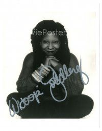 5a886 WHOOPI GOLDBERG signed 8x10 REPRO still '90 great seated smiling close up of the Oscar winner