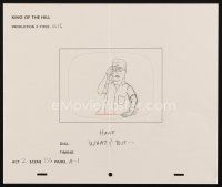 5a039 KING OF THE HILL animation art '00s cartoon pencil drawing of angry Hank on phone!