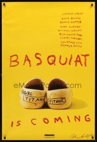 5a106 BASQUIAT signed teaser 1sh '96 by director Julian Schnabel!