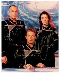 5a665 BABYLON 5 signed color 8x10 REPRO '90s by Jerry Doyle, Bruce Boxleitner AND Claudia Christian!