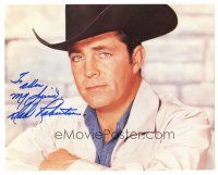 5a699 DALE ROBERTSON signed color 8x10 REPRO still '80s head & shoulders portrait with cowboy hat!