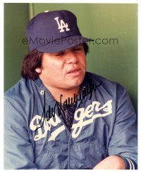 5a723 FERNANDO VALENZUELA signed color 8x10 REPRO still '90s Los Angeles Dodgers baseball pitcher!
