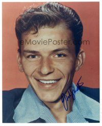 5a727 FRANK SINATRA signed color 8x10 REPRO still '90s super young smiling portrait of the legend!
