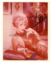 5a766 JANET LEIGH signed color 8x10 REPRO still '90s in sexy skin-tight dress w/cigarette & drink!