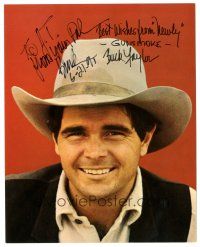 5a681 BUCK TAYLOR signed color 8x10 REPRO still '91 smiling cowboy portrait of the Gunsmoke star!