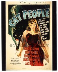 5a867 SIMONE SIMON signed color 8x10 REPRO still '80s on an image of the Cat People one-sheet!
