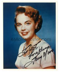 5a877 TERRY MOORE signed color 8x10 REPRO still '80s pretty head & shoulders smiling portrait!