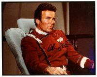 5a888 WILLIAM SHATNER signed color 8x10 REPRO still '80s great c/u as Captain Kirk from Star Trek!