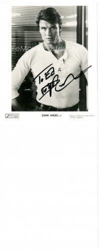 5a481 DOLPH LUNDGREN signed English 8x10 still '90 great close up as detective from Dark Angel!