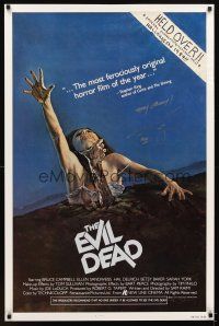 5a109 EVIL DEAD signed 1sh '82 by Bruce Campbell, who wrote Stay Groovy & his character name!