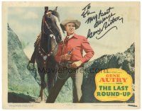 5a213 LAST ROUND-UP signed LC #2 '47 by Gene Autry, best portrait with gun & his horse Champion!