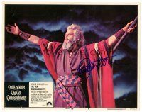 5a243 TEN COMMANDMENTS signed LC #4 R72 by Charlton Heston, great c/u as Moses, Cecil B. DeMille!