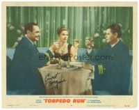 5a246 TORPEDO RUN signed LC #4 '58 by Ernest Borgnine, toasting with Glenn Ford & Diane Brewster!