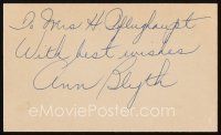 5a348 ANN BLYTH signed 3x5 index card '80s can be framed & displayed with vintage still or repro!