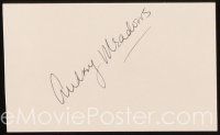 5a349 AUDREY MEADOWS signed 3x5 index card '80s can be framed & displayed with a still or repro!