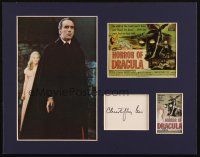 5a089 CHRISTOPHER LEE signed matted display '80s w/ great images of Horror of Dracula movie paper!