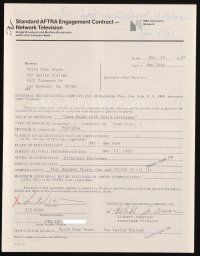 5a268 LESLIE NIELSEN signed contract '82 appearing on Late Night with David Letterman for $431.75!