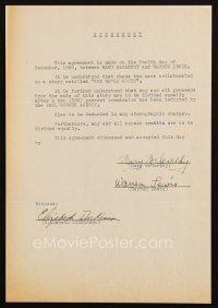 5a085 MARY MCCARTHY signed contract '38 selling rights to a story she co-wrote with Warren Lewis!